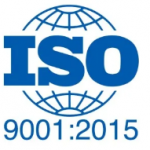 Selo de certificação ISO 9001:2015, atestando o sistema de gestão de qualidade da Coopersalto.
